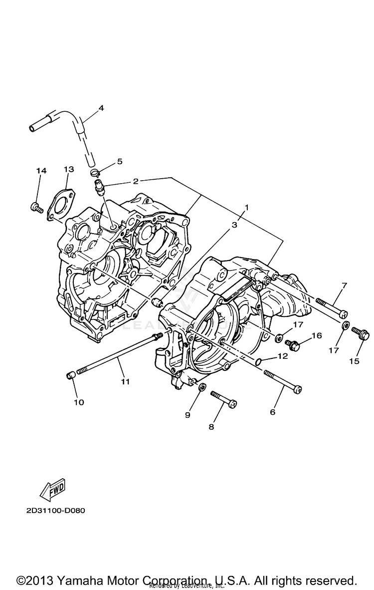 Crankcase GRIZZLY 80 - YFM80GW - 2007 Schematic
