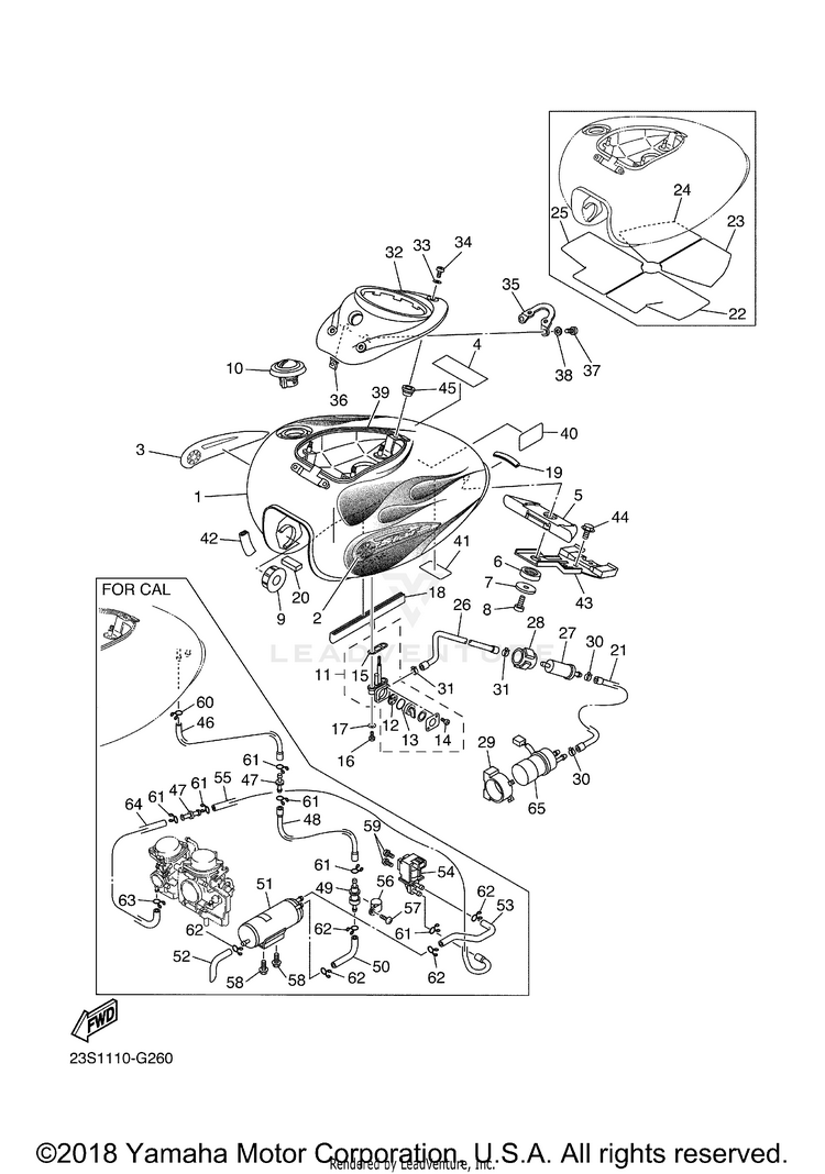 Fuel Tank V STAR 1100 CLASSIC - XVS11AWXCB - 2008 Schematic