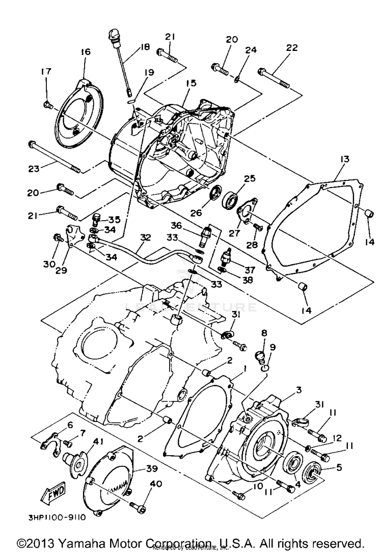 Crankcase Cover 1 BIG BEAR 4WD - YFM350FWB - 1991 Schematic