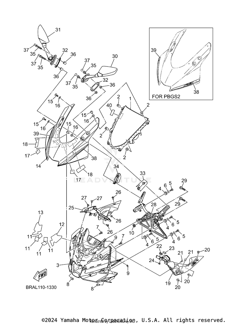 Windshield YZFR3 ABS - YZFR3ATCB - 2026 Schematic