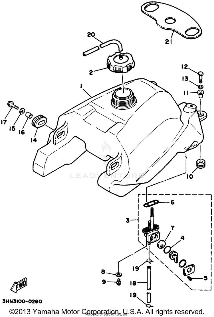 Fuel Tank BIG BEAR (ME & NH Only) - YFM350FWD_MNH - 1992 Schematic