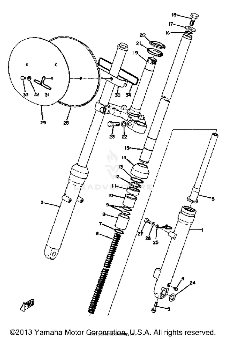 Front Fork Yz80a - Yz80b Schematic