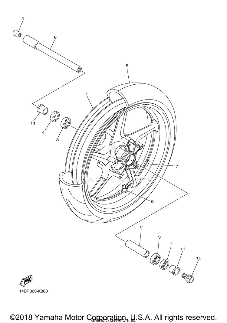 Front Wheel YZFR1 - YZFR1ACR - 2011 Schematic