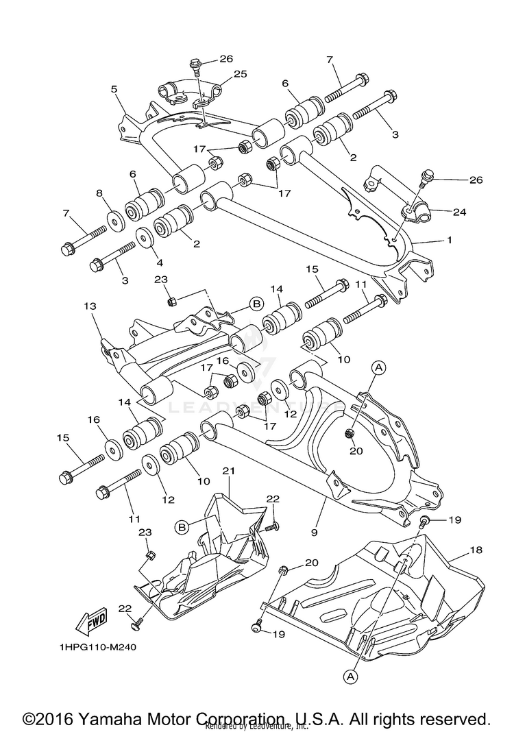 Rear Arm GRIZZLY 550 4WD - YFM5FGDGR - 2013 Schematic