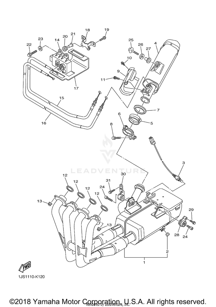 Exhaust YZFR6 - YZFR6GCGY - 2016 Schematic