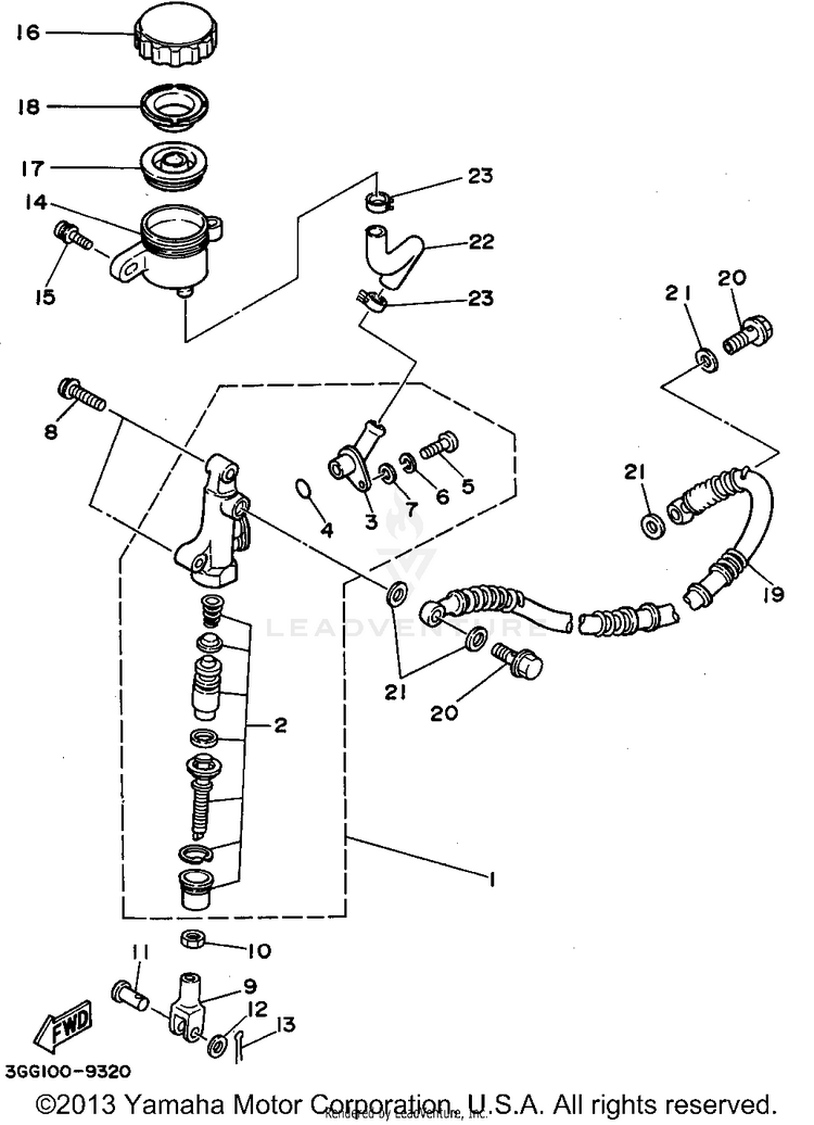 Rear Master Cylinder BANSHEE - YFZ350G - 1995 Schematic