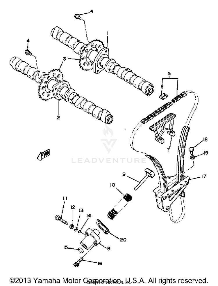 Camshaft Chain XS1100LH - 1981 Schematic