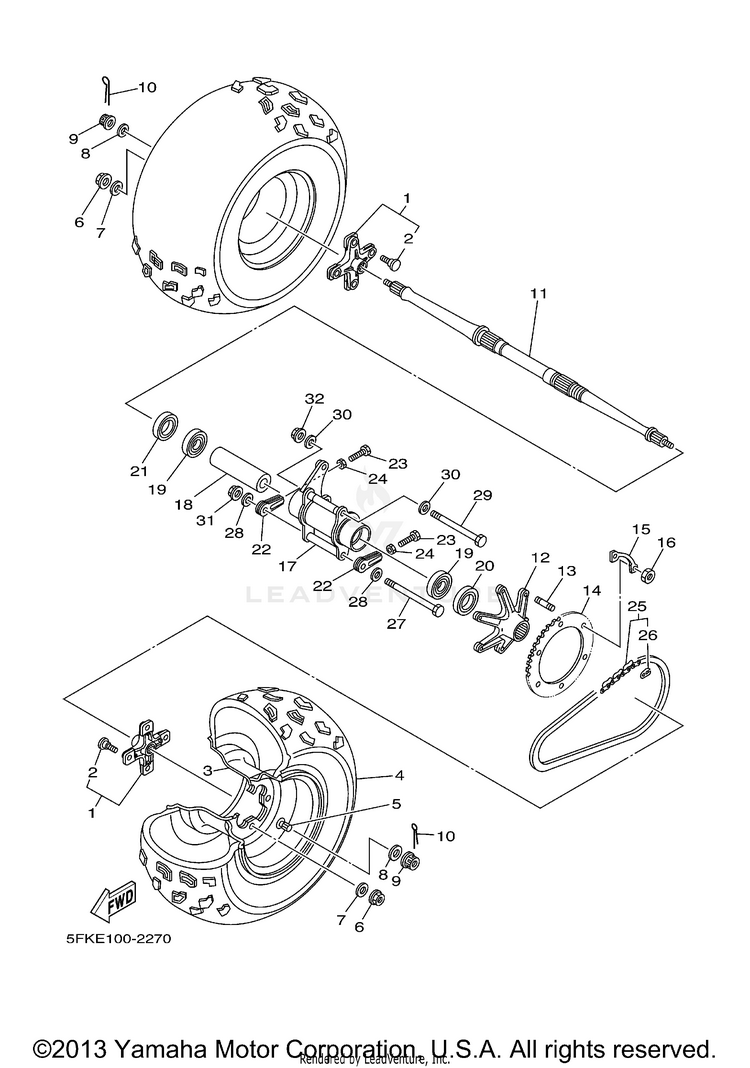 Rear Wheel BANSHEE - YFZ350R - 2003 Schematic