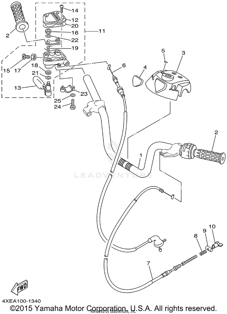 Steering Handle Cable BEAR TRACKER 2WD_REALTREE - YFM250XHP - 2002 Schematic