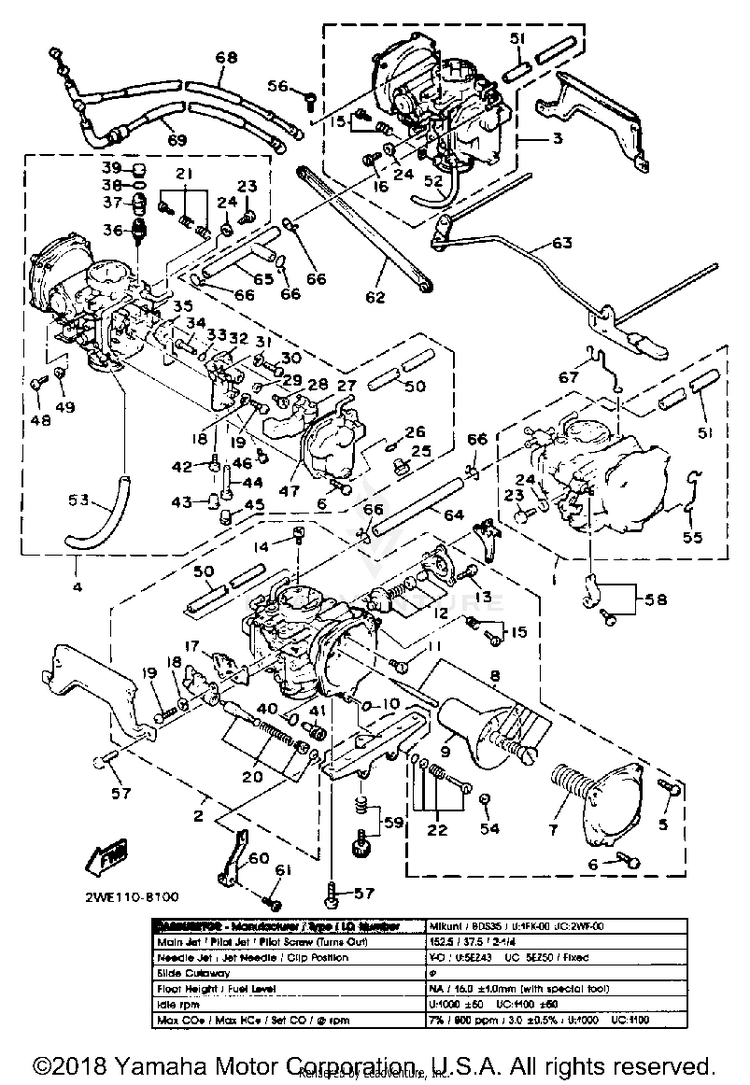 Carburetor Noncalifornia Model Schematic