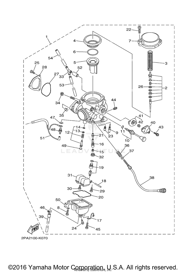 Carburetor RAPTOR 125 - YFM125RBL - 2012 Schematic