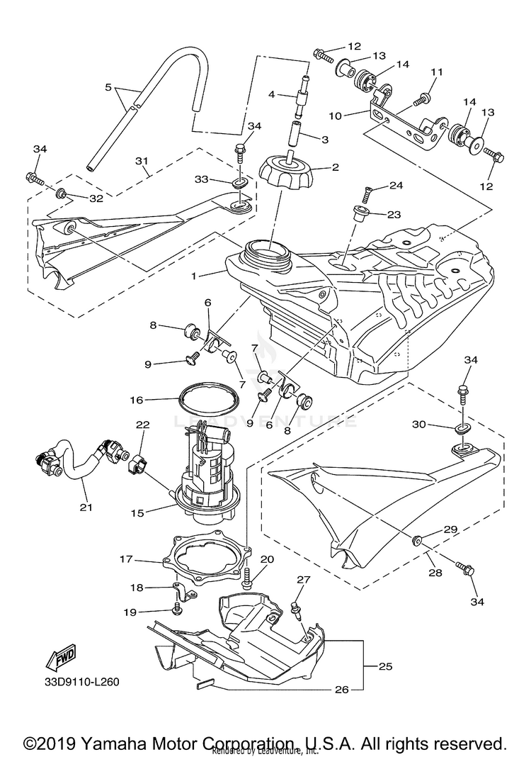 Fuel Tank YZ450FB - YZ450FBL - 2012 Schematic
