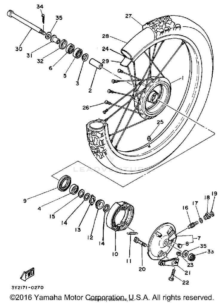 Front Wheel XT250 - XT250H_198 - 1981 Schematic