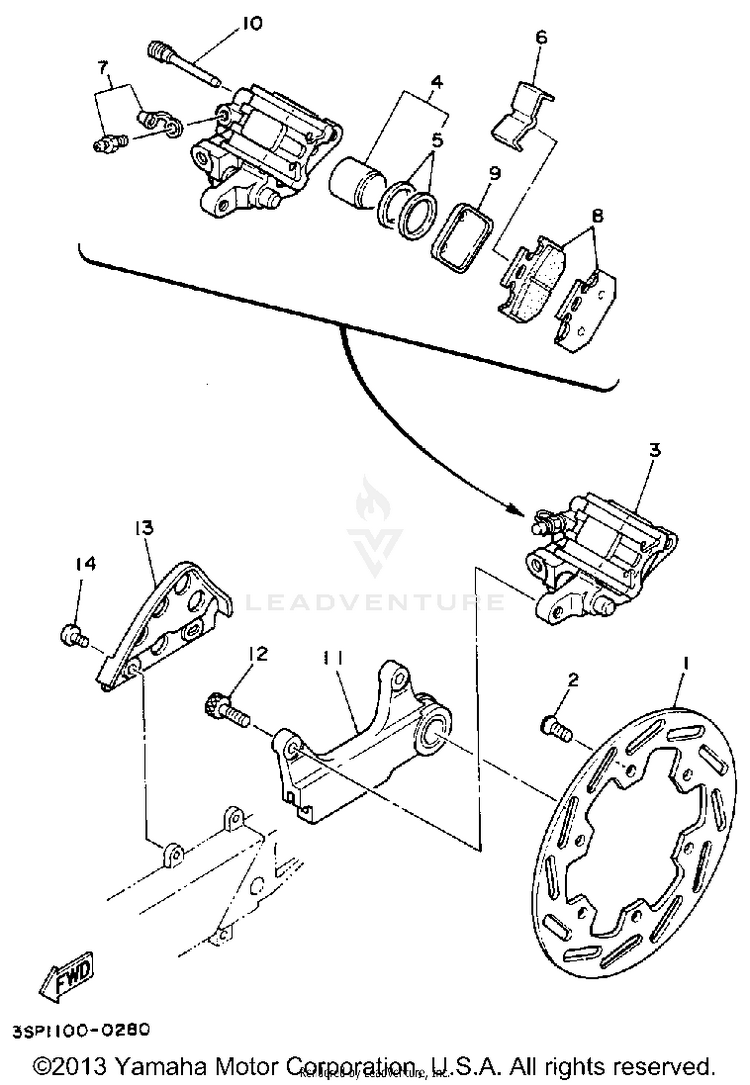 Rear Brake Caliper Schematic