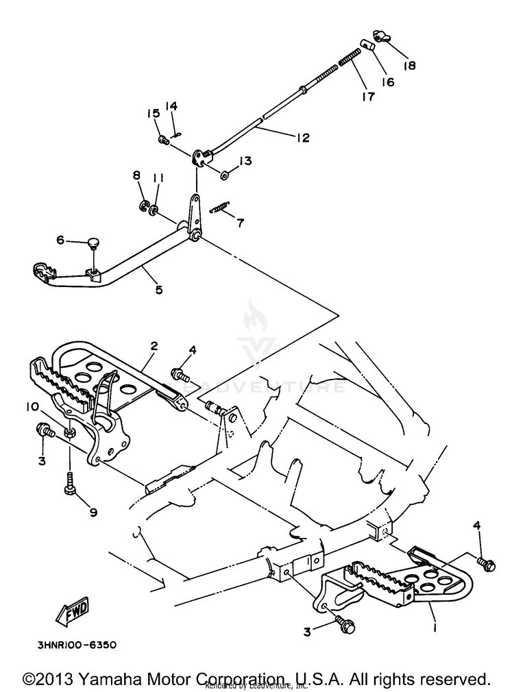 Stand Footrest KODIAK 4WD - YFM400FWJ - 1997 Schematic
