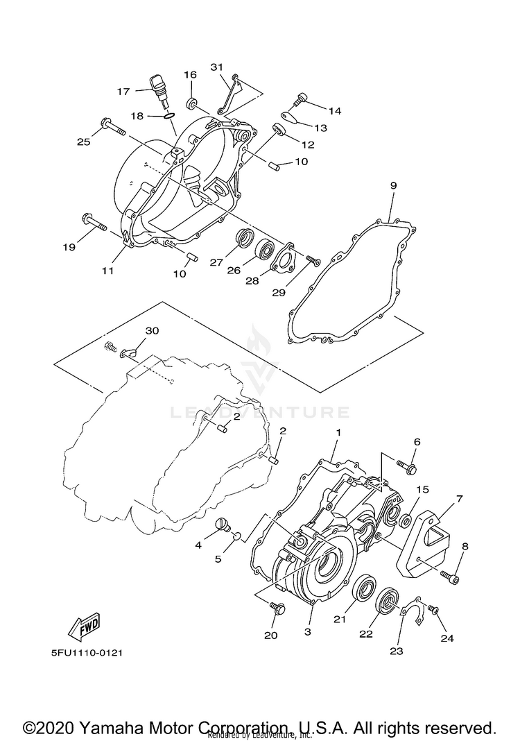 Crankcase Cover 1 BIG BEAR 2WD YFM400H - YFM400HN - 2001 Schematic