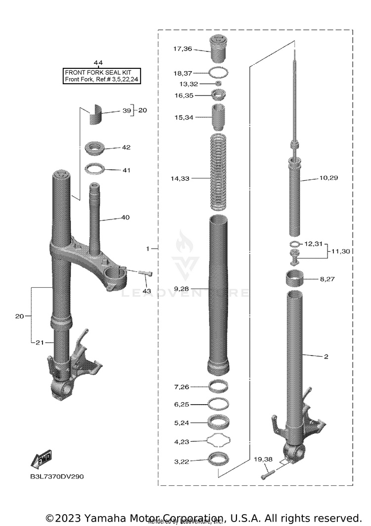 Front Fork YZFR1 - YZFR1LCB - 2020 Schematic