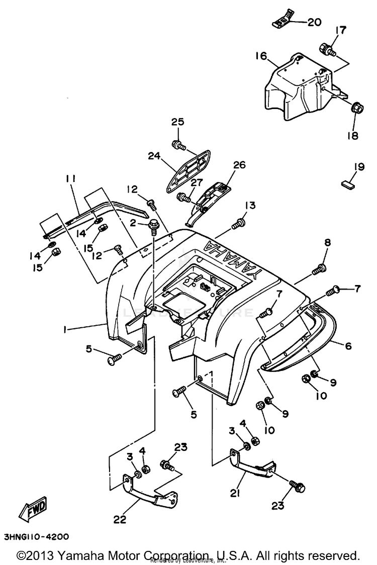 Rear Fender BIG BEAR 4WD - YFM350FWG_ - 1995 Schematic