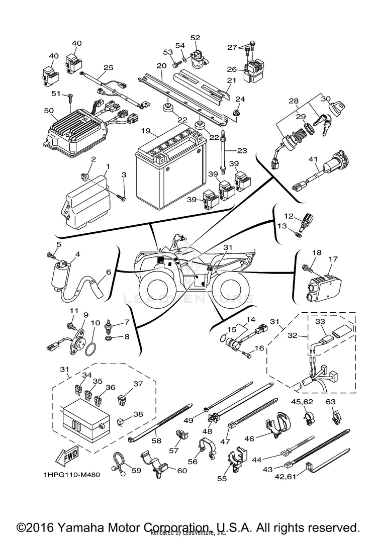 Electrical 1 GRIZZLY 550 EPS 4WD - YFM5FGPDGR - 2013 Schematic