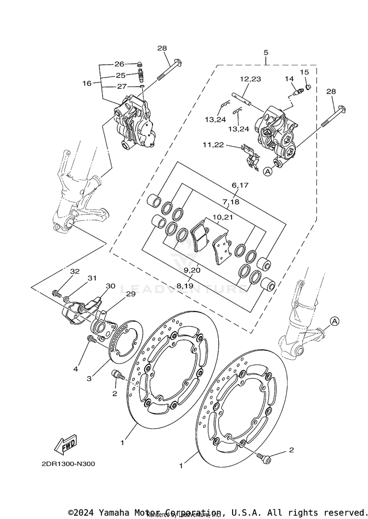 Front Brake Caliper FJ09 CA - FJ09GCB - 2016 Schematic