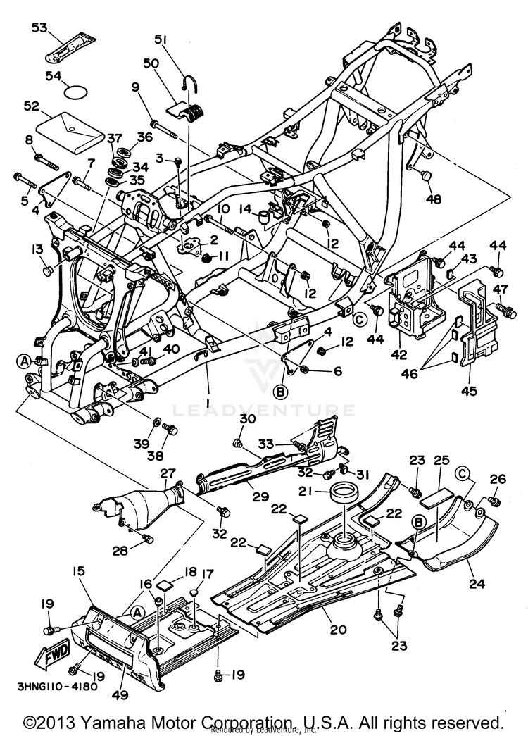 Frame BIG BEAR 4WD (ME & NH Only) - YFM350FWF_MNH - 1994 Schematic