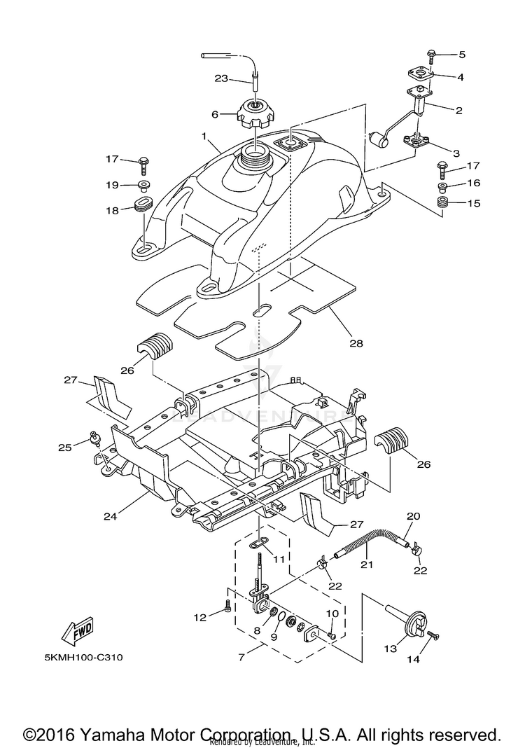 Fuel Tank GRIZZLY 660 - YFM66FAT - 2005 Schematic