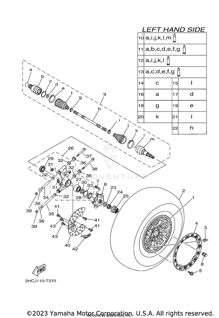 Rear Wheel YXZ1000R EPS SS SE - YXZ10YESJL - 2018 Schematic