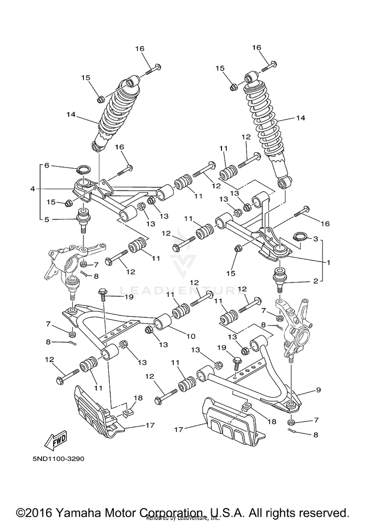 Front Suspension Wheel KODIAK 450 4X4 HARDWOODS - YFM45FAHS - 2004 Schematic