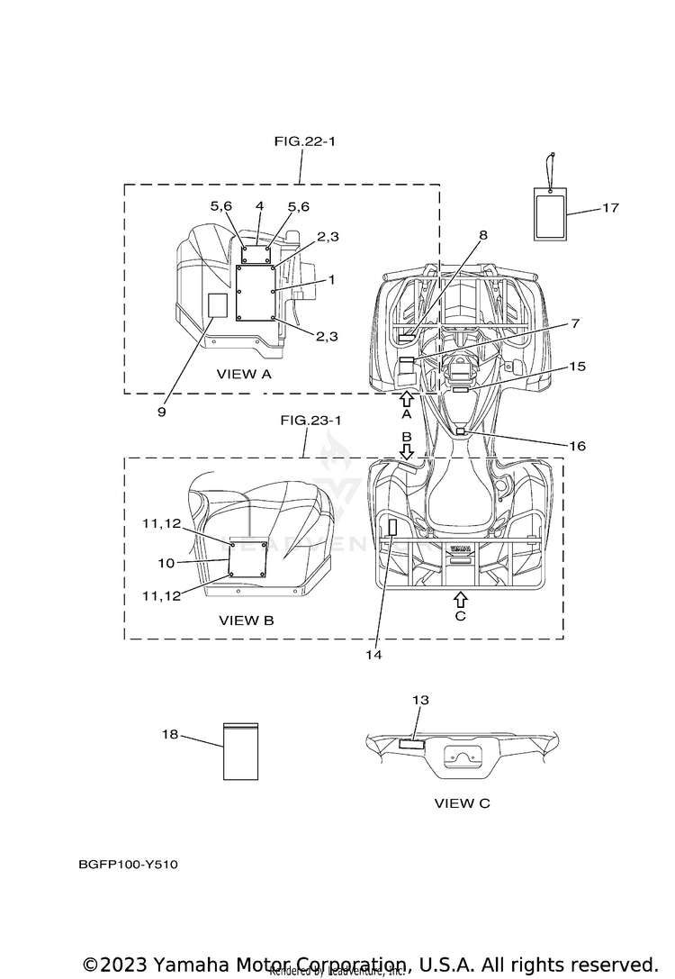 Emblem & Label 1 KODIAK 700 EPS - YFM70KPAPG - 2023 Schematic