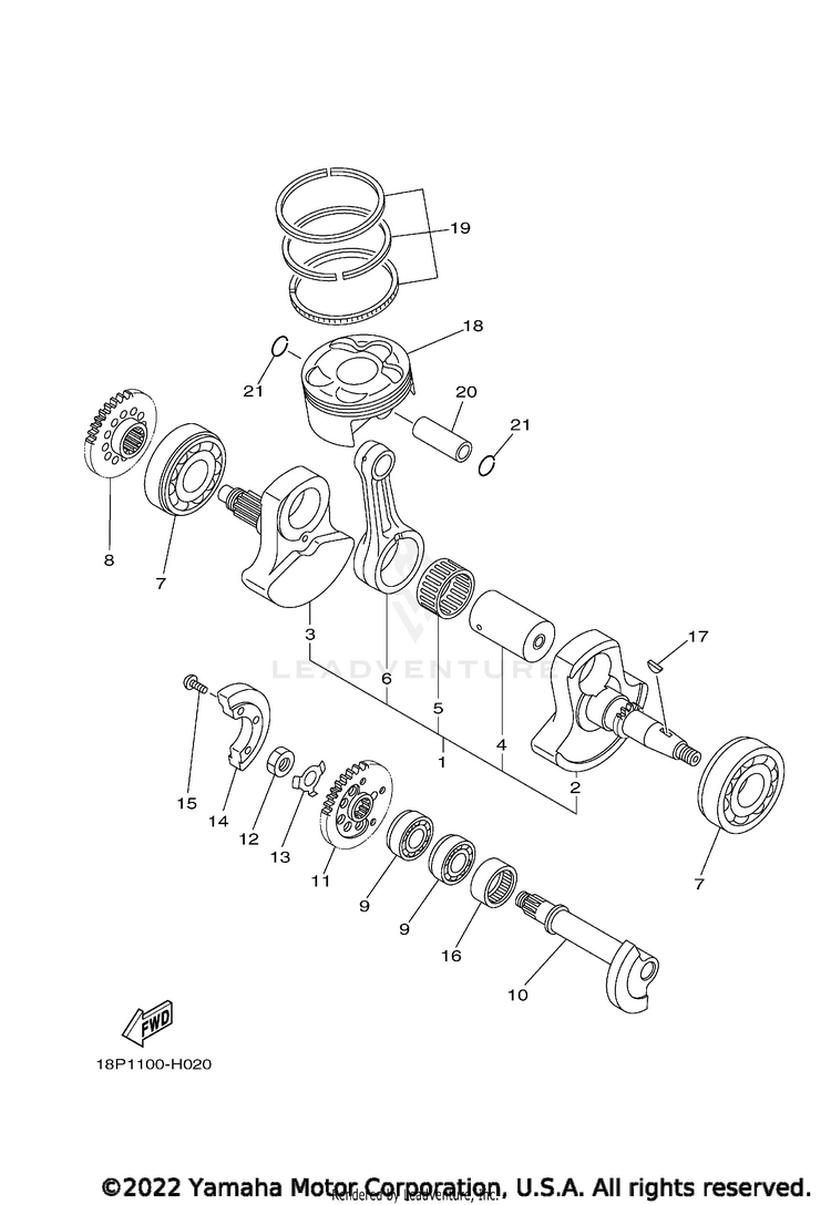 Crankshaft & Piston YFZ450R SE - YFZ45YSSNB - 2022 Schematic