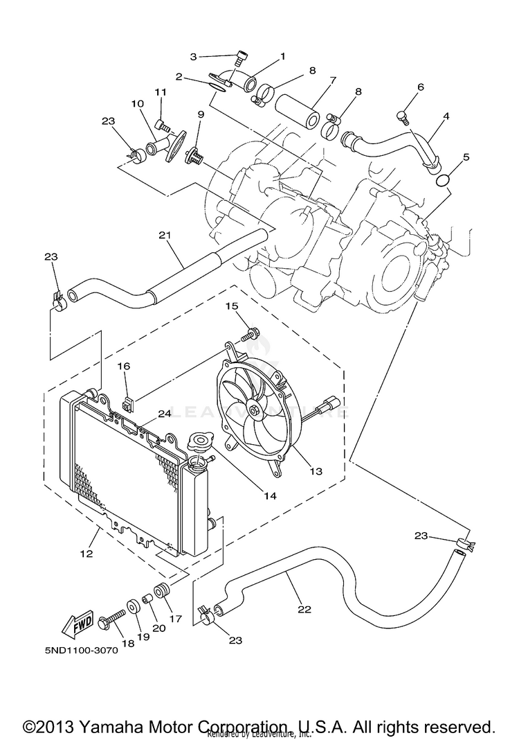 Radiator Hose KODIAK 400 4X4 - YFM4FAS - 2004 Schematic