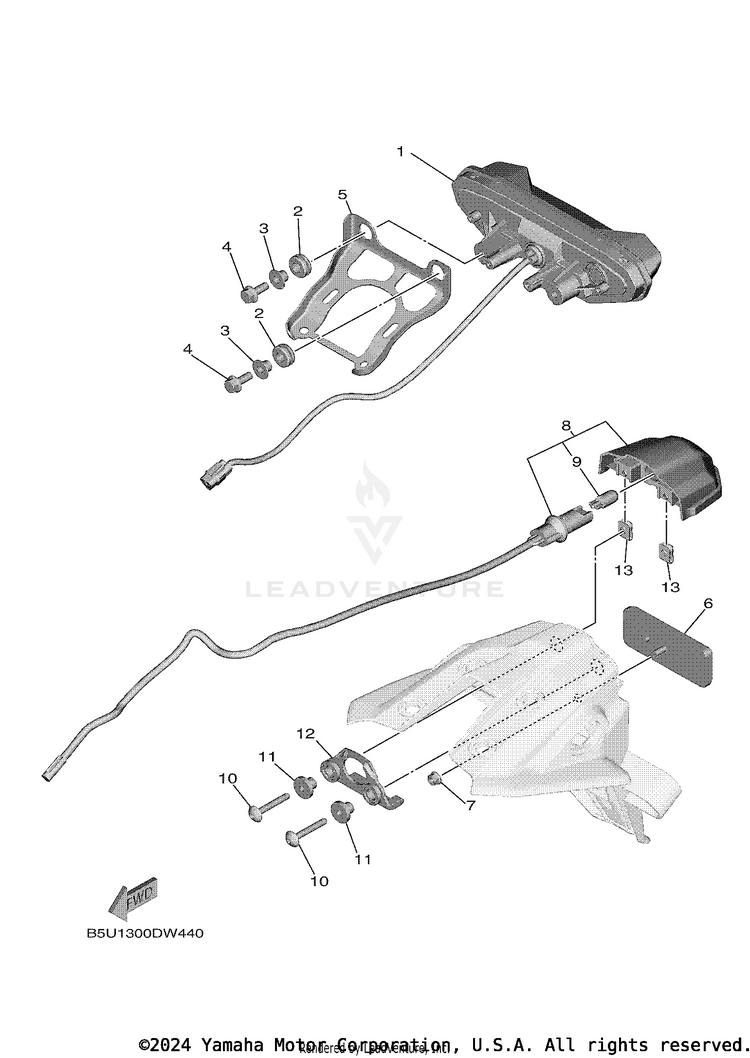 Taillight TRACER 9 GT - MTT9GTNCR - 2022 Schematic