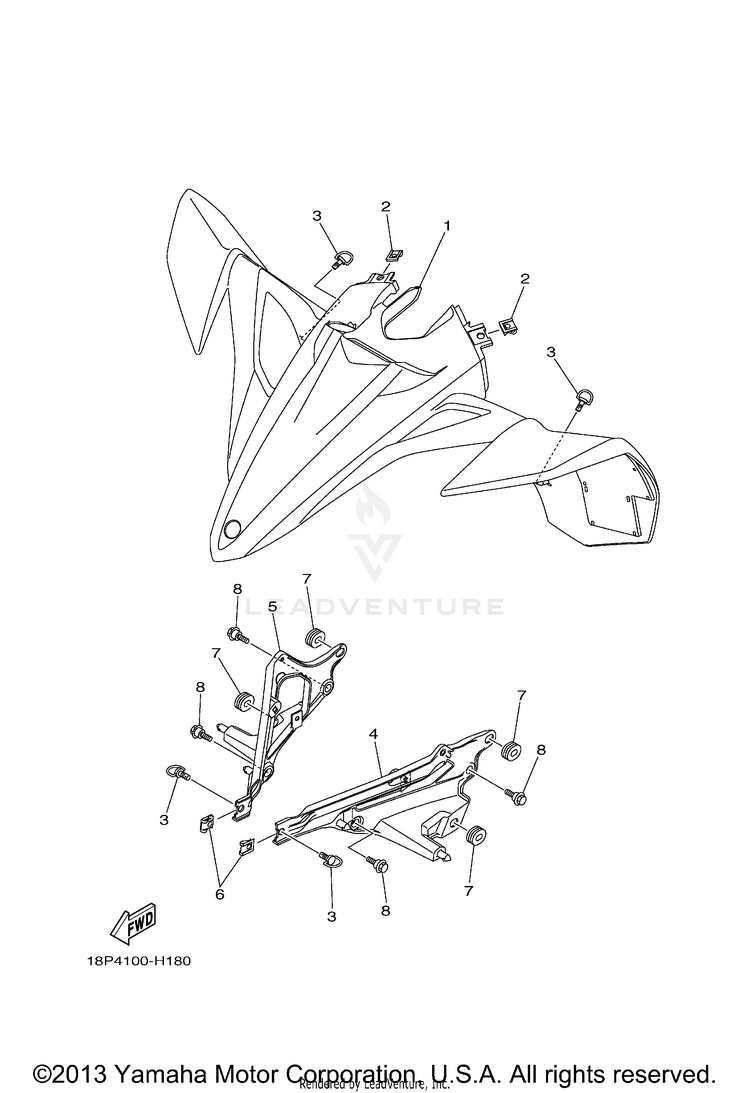 Front Fender YFZ450RSEY (BLACK) - 2009 Schematic