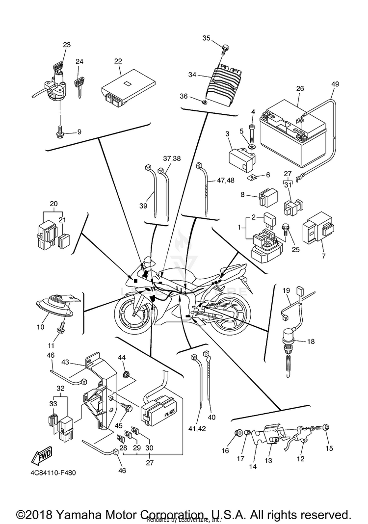 Electrical 2 R1 - YZFR1XCB - 2008 Schematic