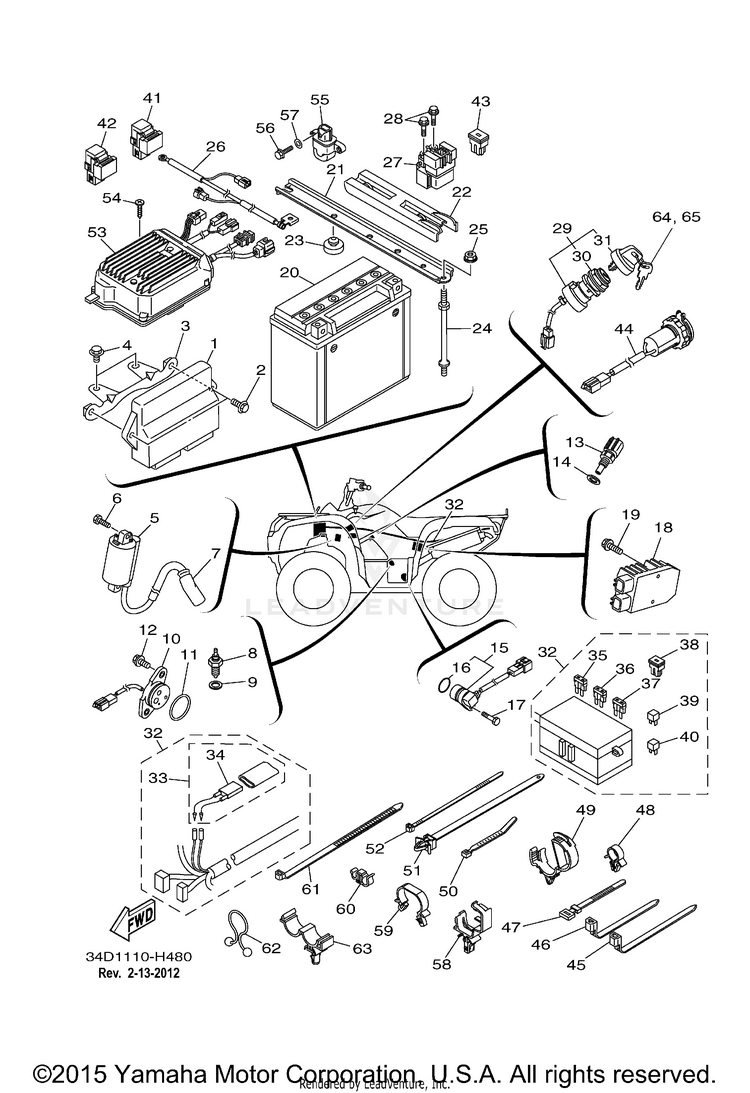Electrical 1 GRIZZLY 700 EPS 4WD - YFM7FGPA - 2011 Schematic