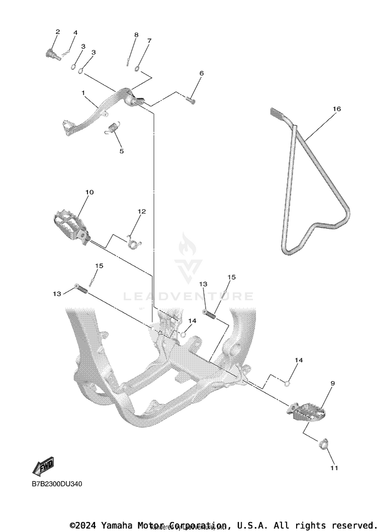 Stand Footrest YZ250F - YZ250FLGY - 2020 Schematic