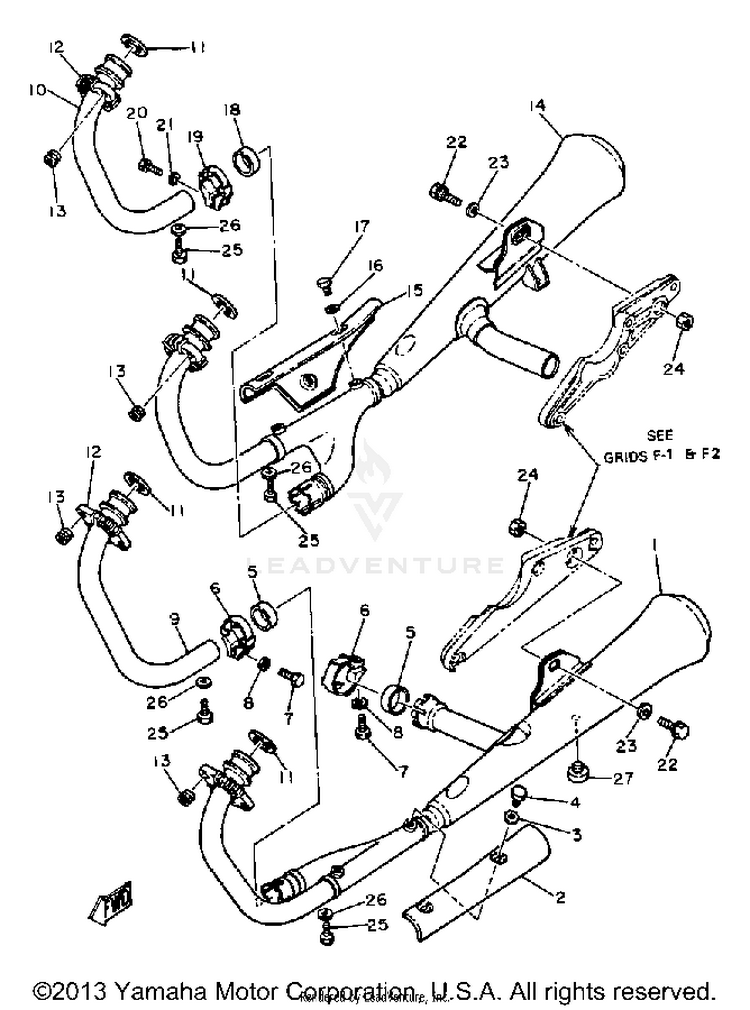 Exhaust XS1100LH - 1981 Schematic