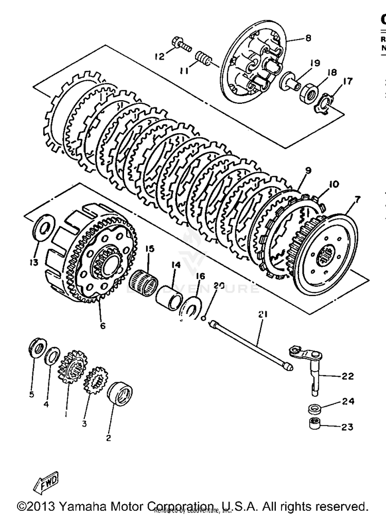 Clutch YZ250E - 1993 Schematic