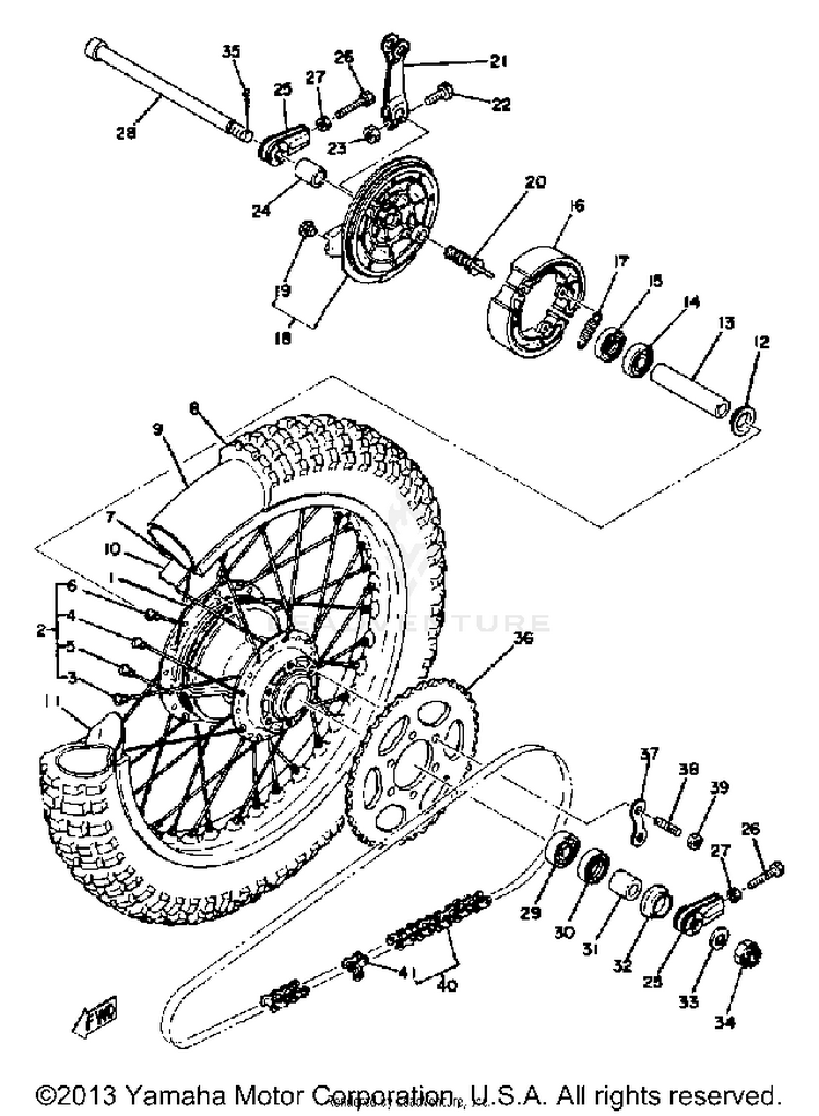 Rear Wheel Yz100 E - F Schematic