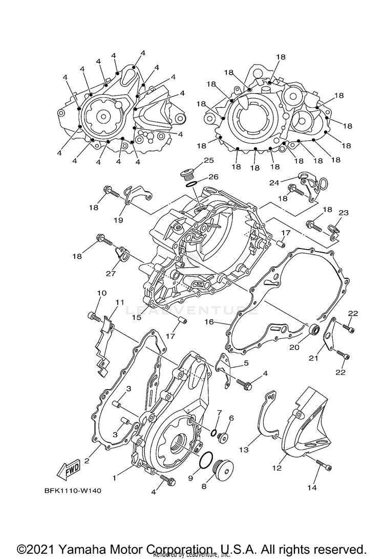 Crankcase Cover 1 RAPTOR 700R SPECIAL - YFM70RCCMW - 2021 Schematic