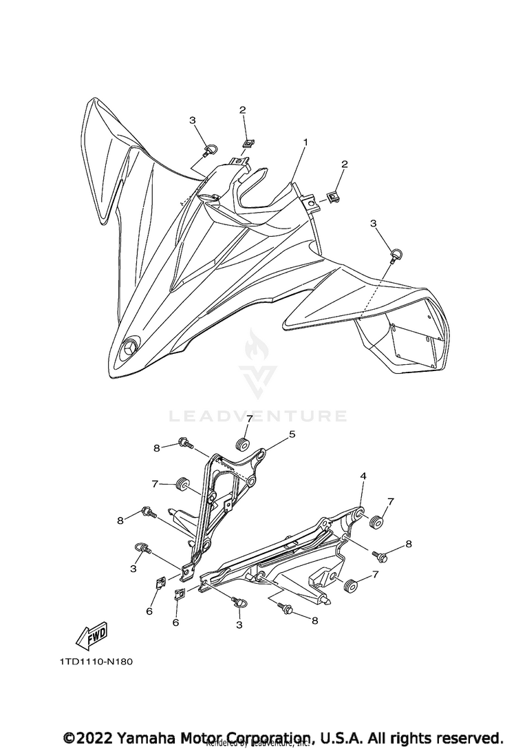 Front Fender YFZ450R SE - YFZ45YSSNB - 2022 Schematic
