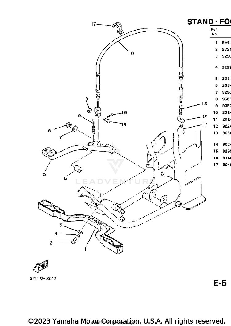 Stand - Footrest Schematic