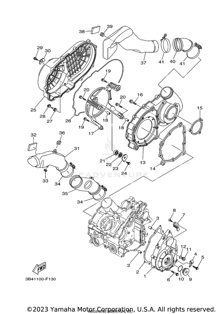 Crankcase Cover 1 GRIZZLY 700  DUCKS - YFM7FGPDUW - 2007 Schematic