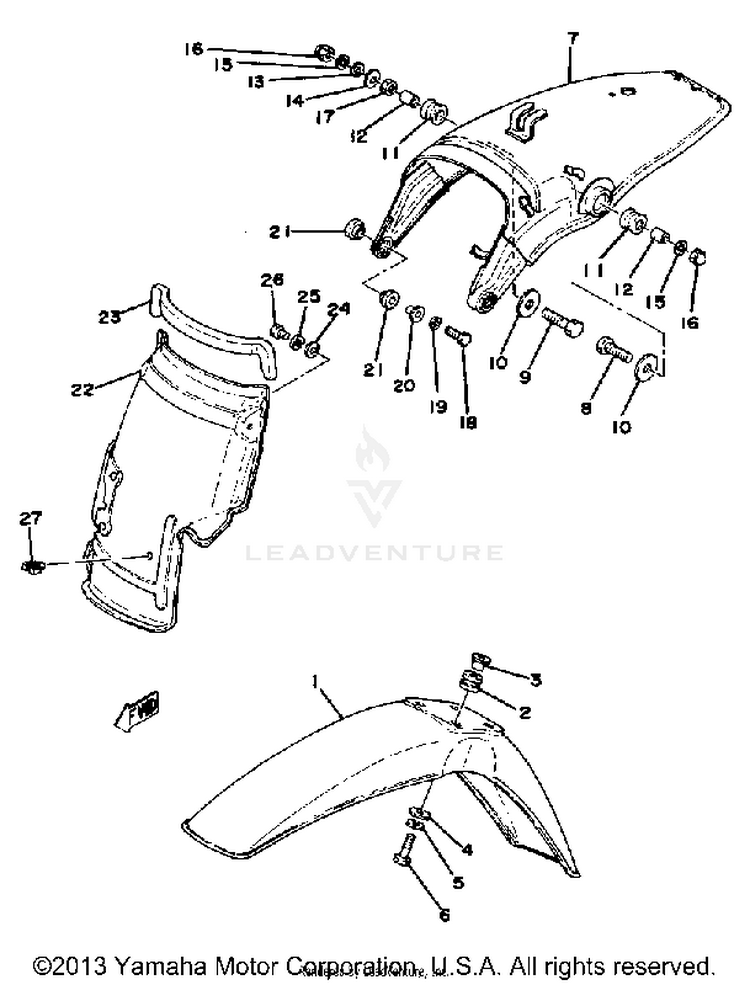 Front Fender - Rear Fender XT500E_205 - 1978 Schematic