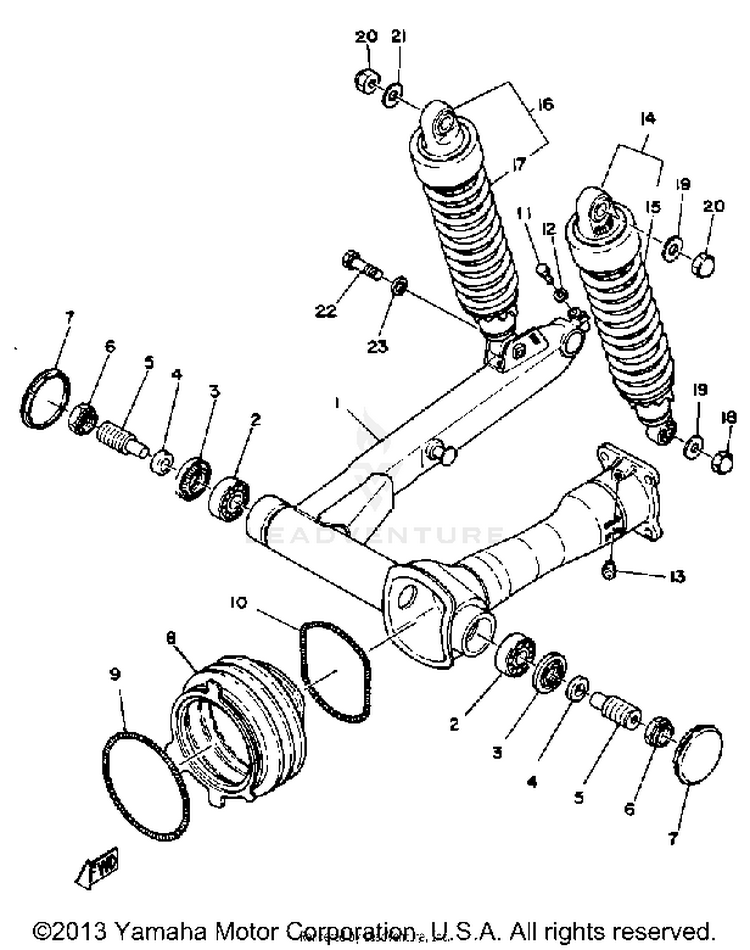 Rear Arm Suspension XS1100H - 1981 Schematic