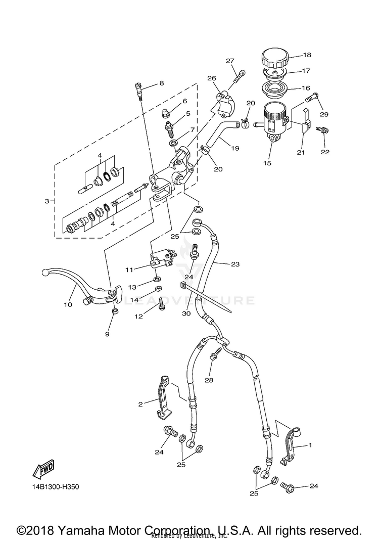 Front Master Cylinder YZFR1 - YZFR1YCB - 2009 Schematic