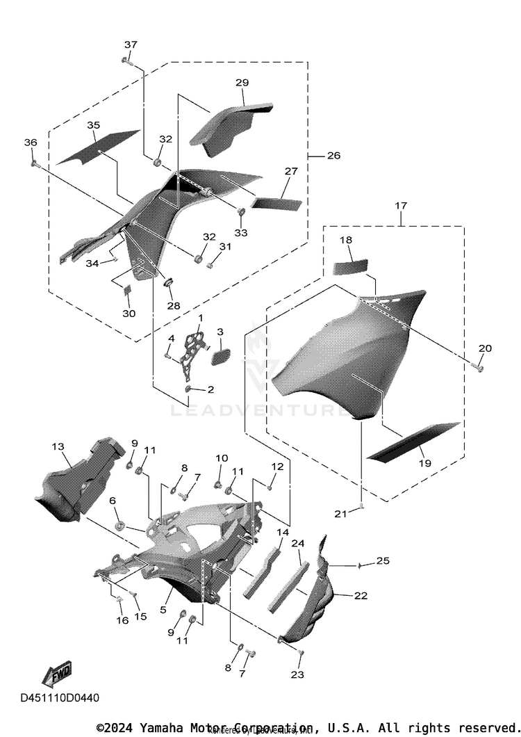 Cowling 3 YZFR1 - YZFR1S1CB - 2025 Schematic