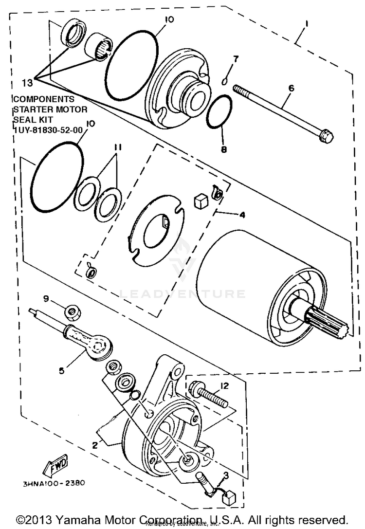 Starting Motor BIG BEAR (ME & NH Only) - YFM350FWD_MNH - 1992 Schematic