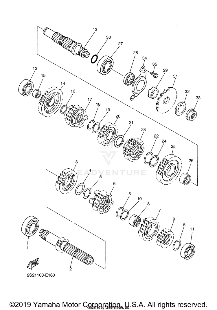 Transmission YZ450F - YZ450FYL - 2009 Schematic