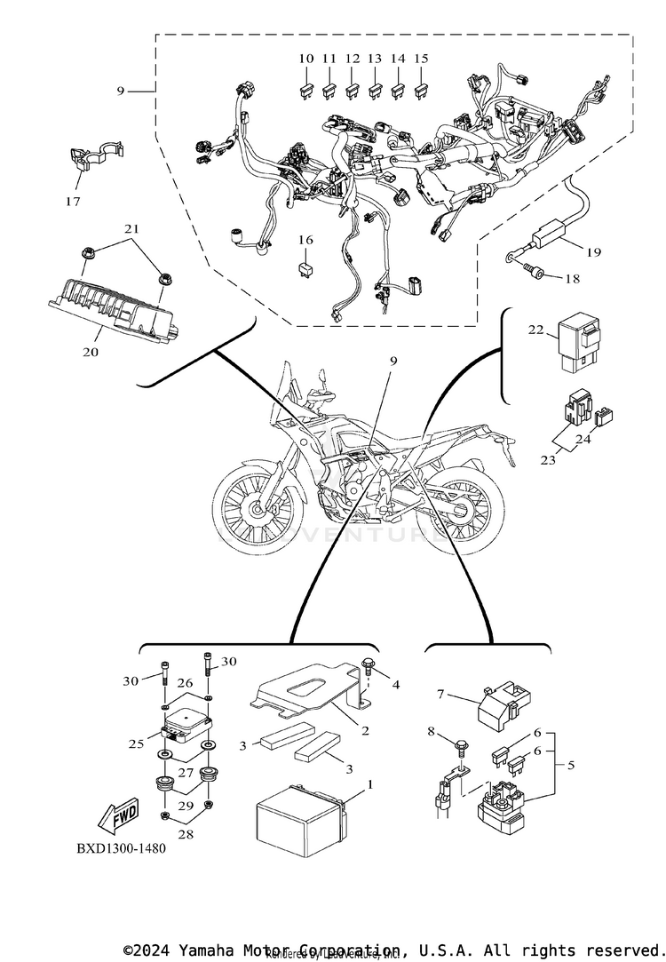 Electrical 1 TENERE 700 WORLD RAI - XTZ7WRTCB - 2026 Schematic